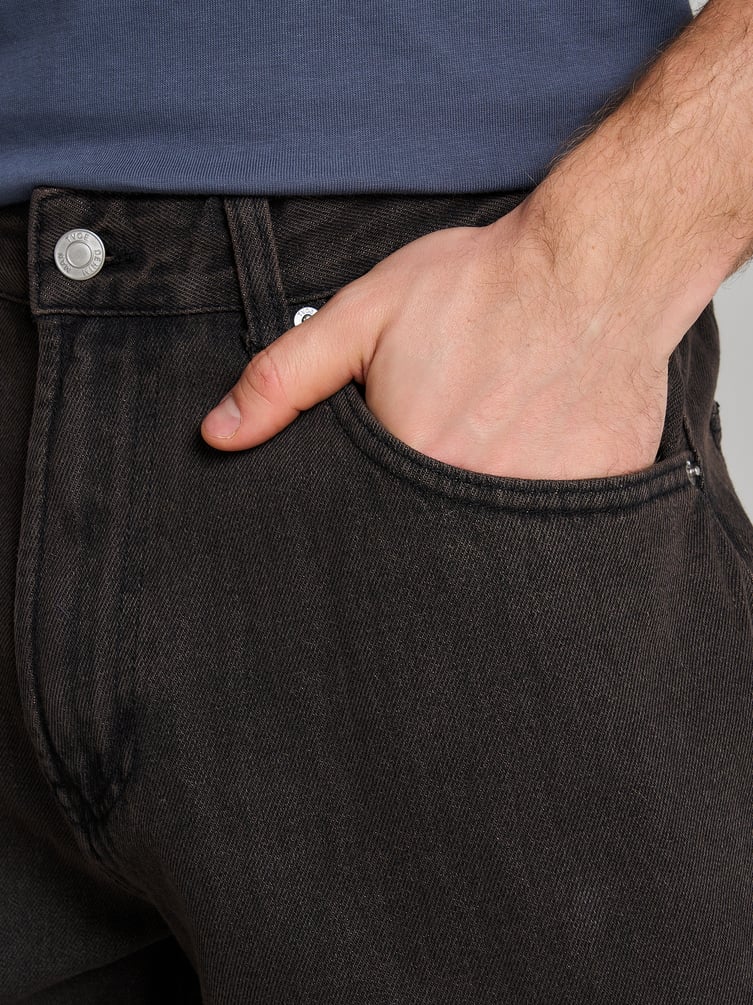 Джинсы багги широкие с вареный эффектом