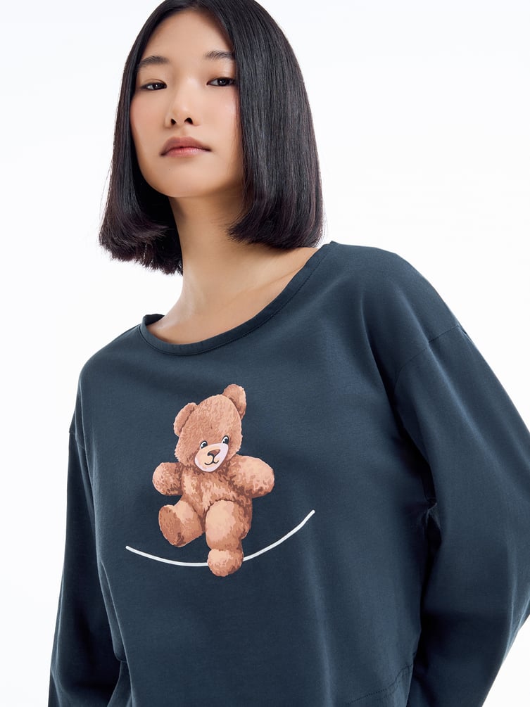 Пижама с длинным рукавом и шортами в полоску