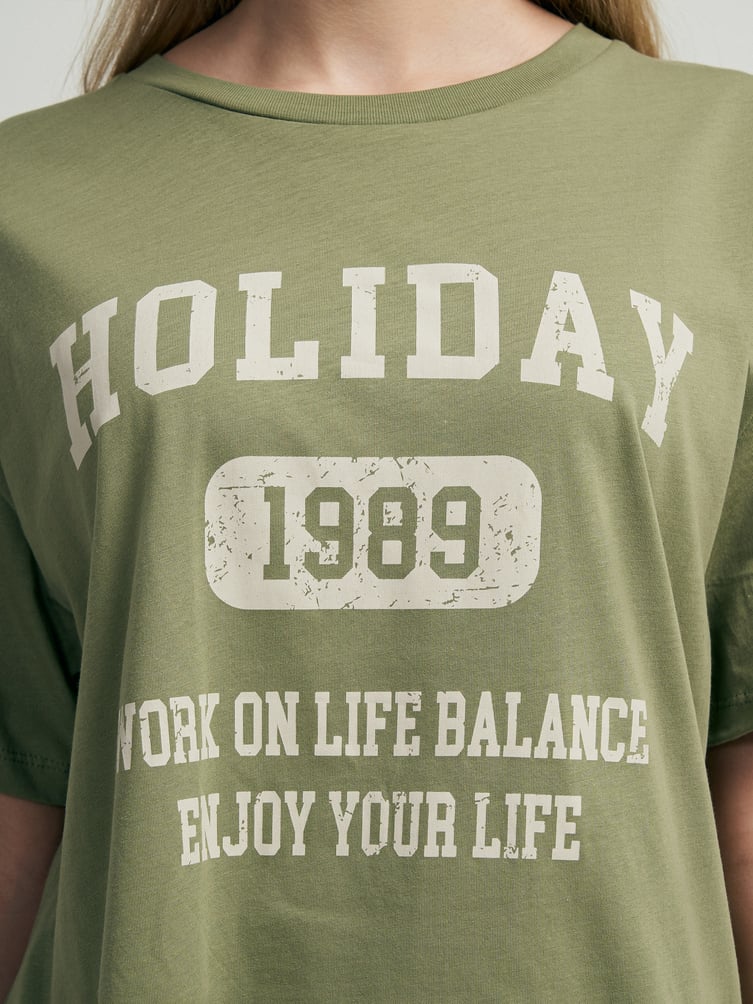 Футболка из хлопка с надписью Holiday