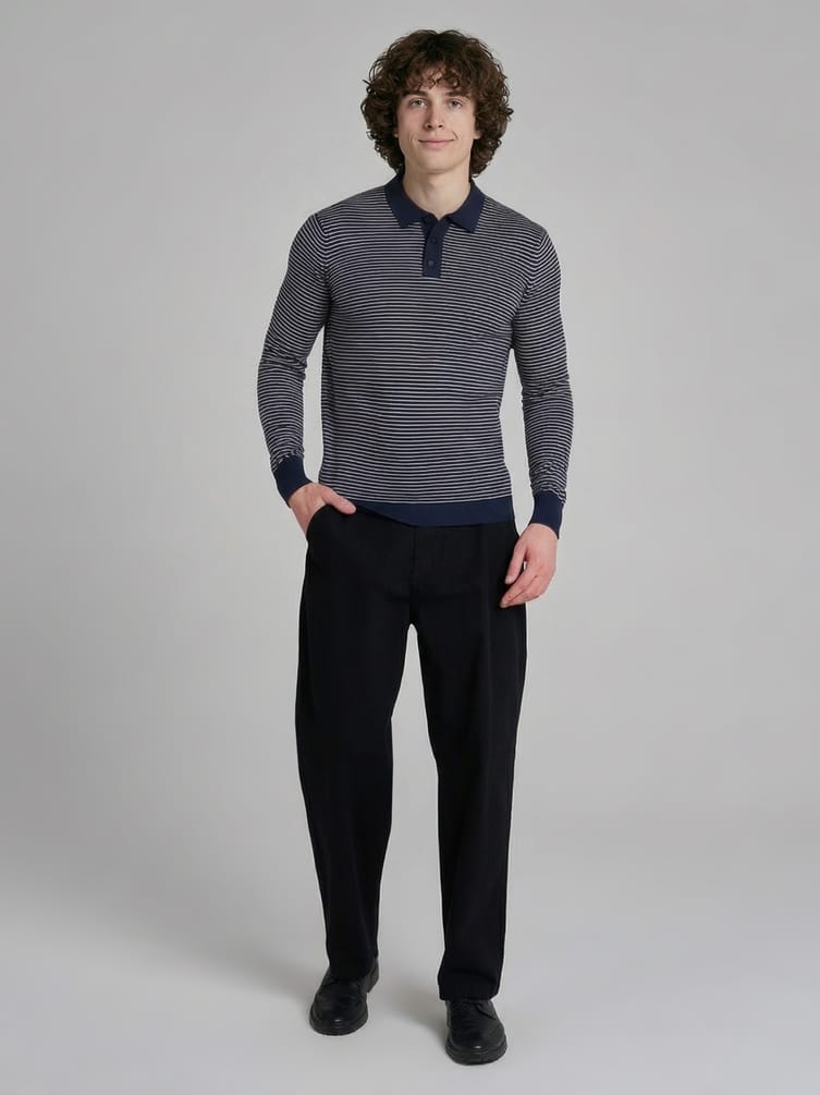 Джемпер поло в полоску