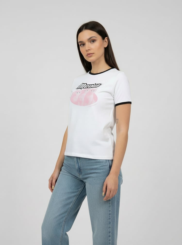 Футболка облегающая с принтом котят