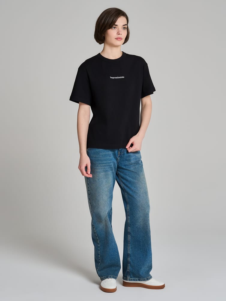 Футболка из хлопка с принтом на спине