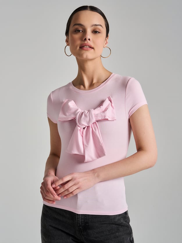Футболка облегающая с бантом