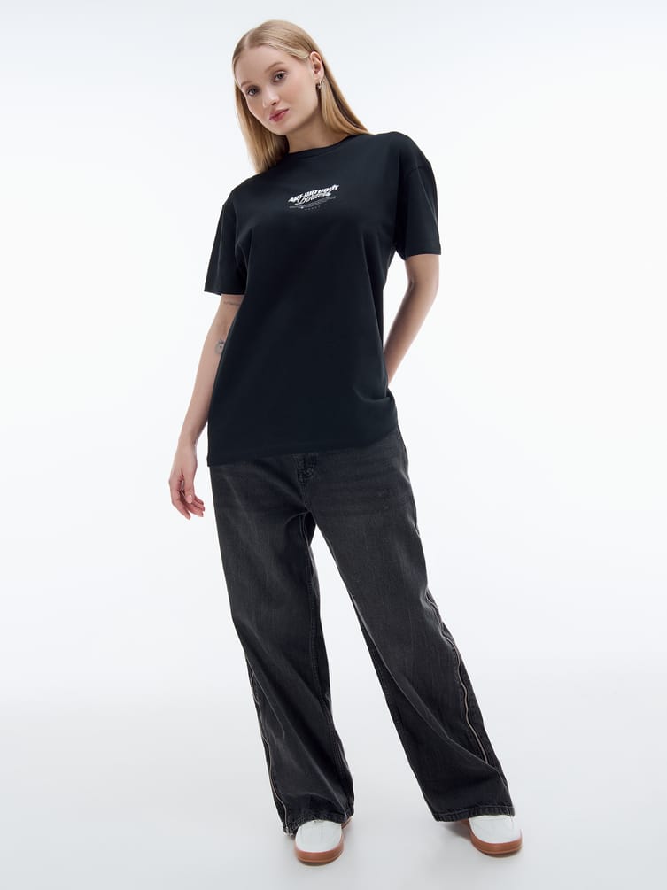 Футболка оверсайз с принтом ангелов на спине