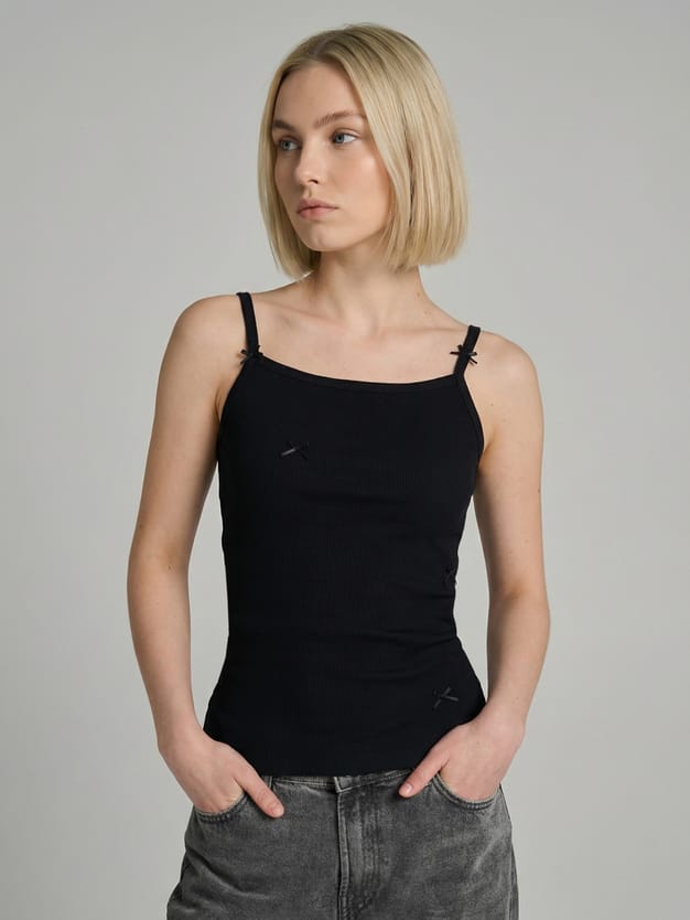 Майка в рубчик с бантиками