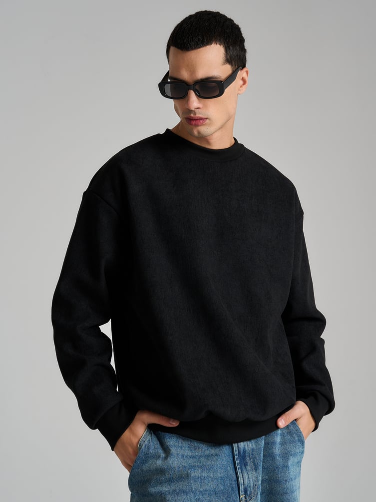 Свитшот свободный в рубчик без начеса