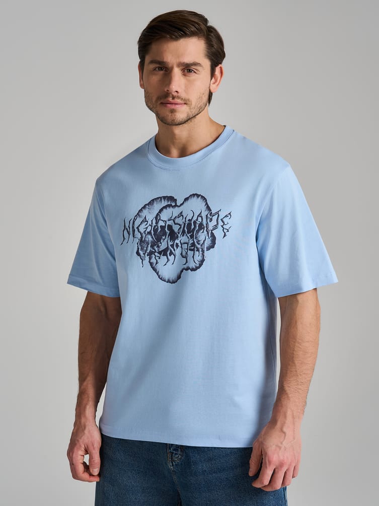 Футболка из хлопка с принтом дрейн