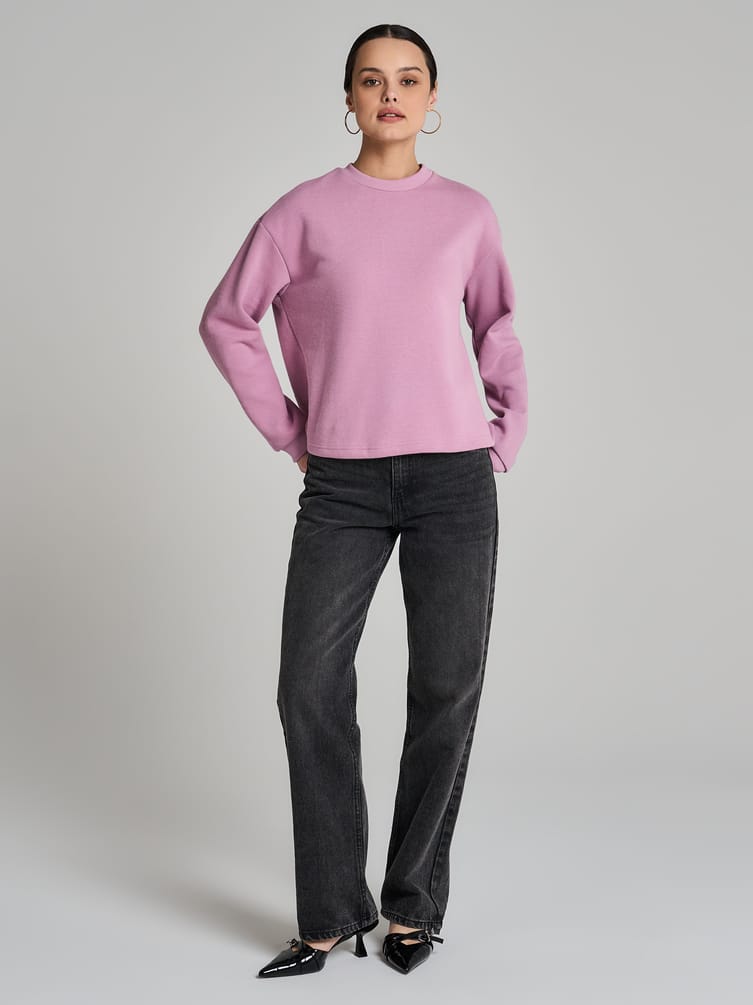 Трикотажный свитшот в рубчик