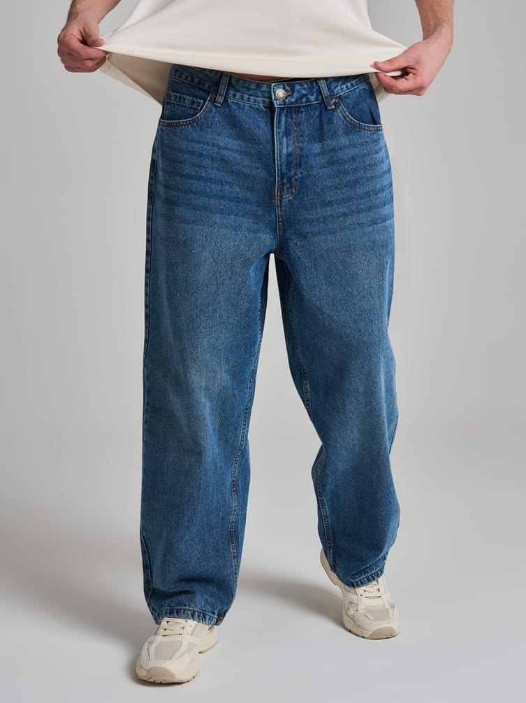 Джинсы багги широкие