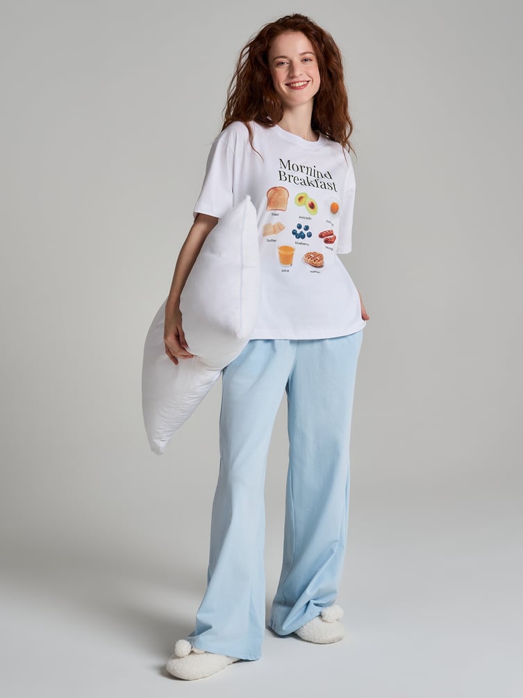 Пижама из хлопка с футболкой и брюками