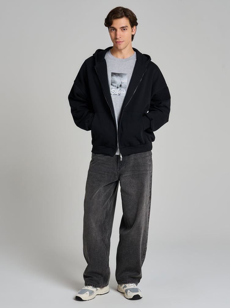 Зип худи оверсайз тёплая с начёсом