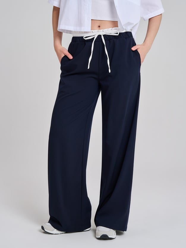 Брюки широкие с имитацией второго слоя