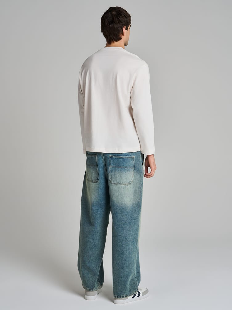 Лонгслив хлопковый с принтом