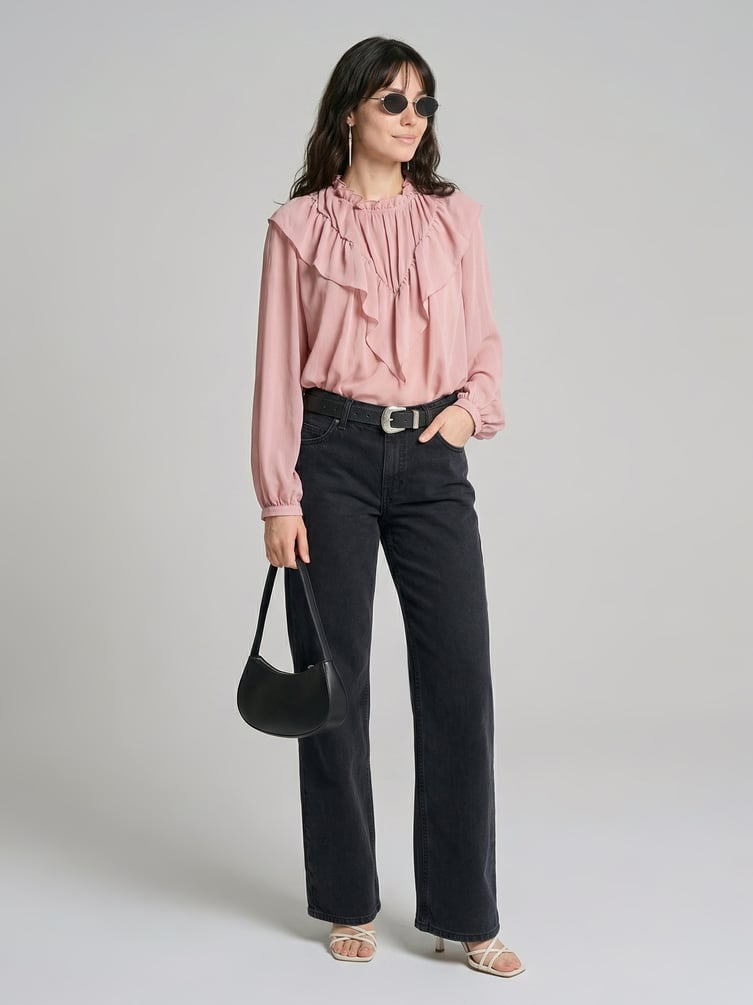 Джинсы багги с вареным эффектом