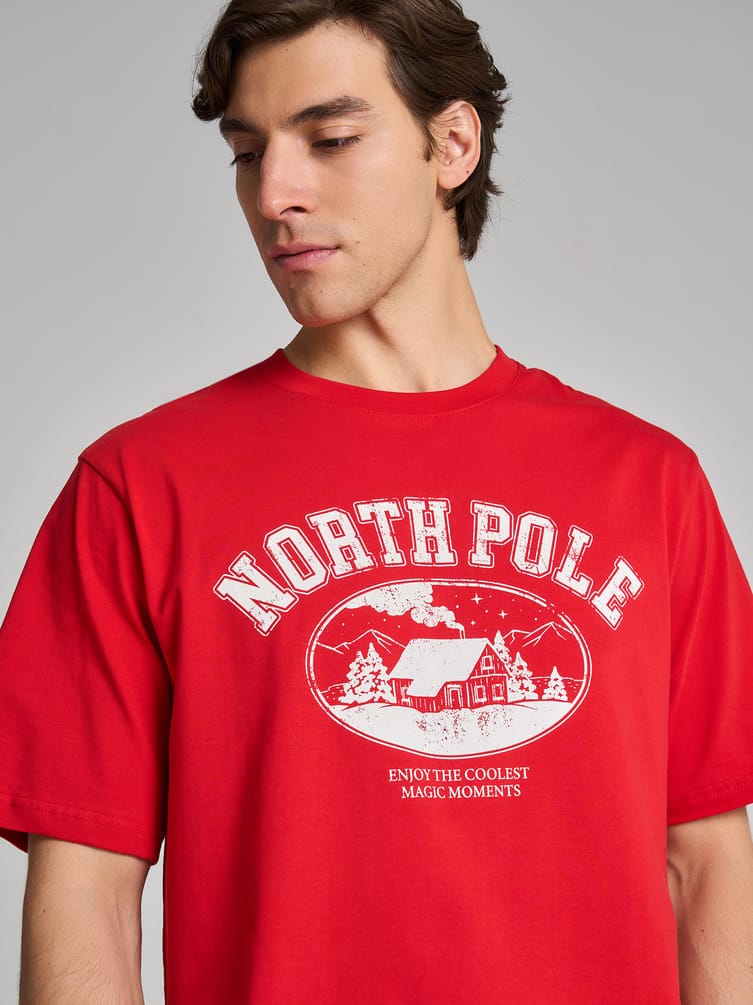 Футболка свободного кроя из хлопка с принтом