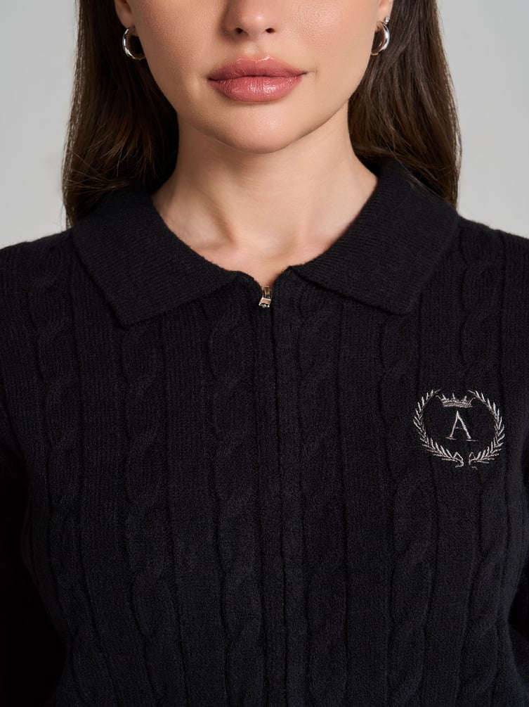 Кардиган на молнии с вышивкой