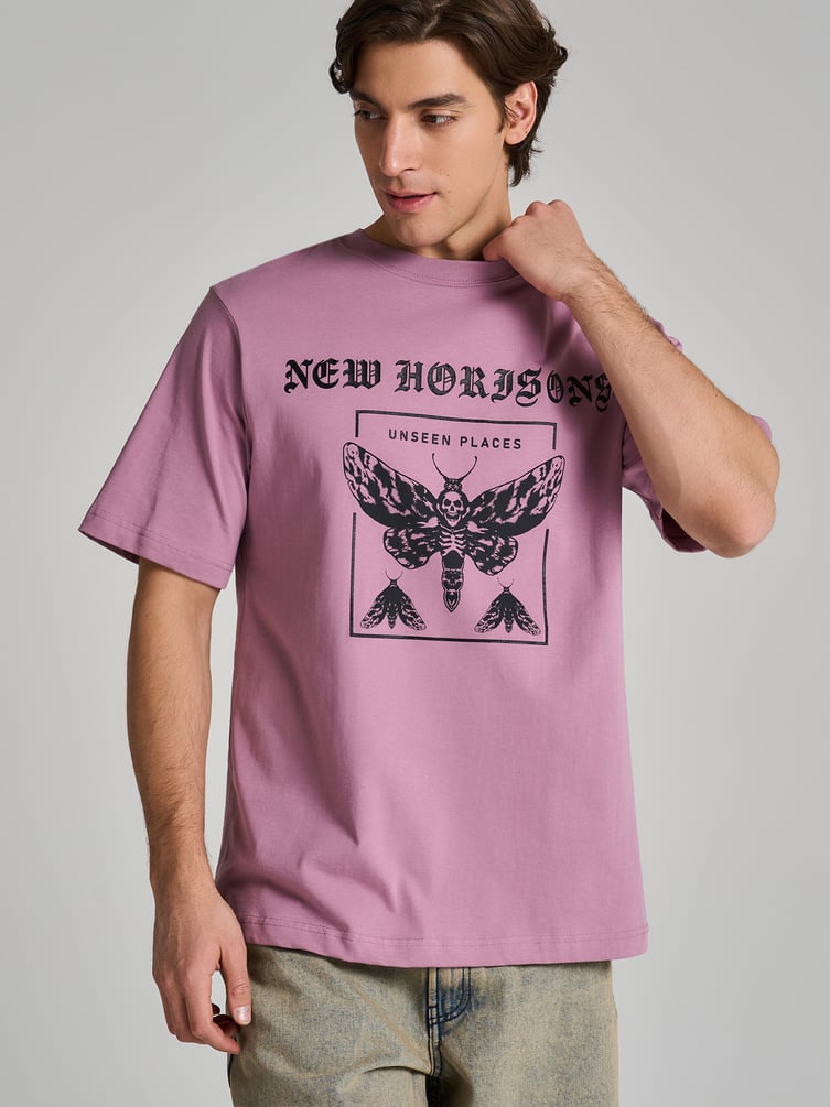 Футболка оверсайз с принтом мотылька