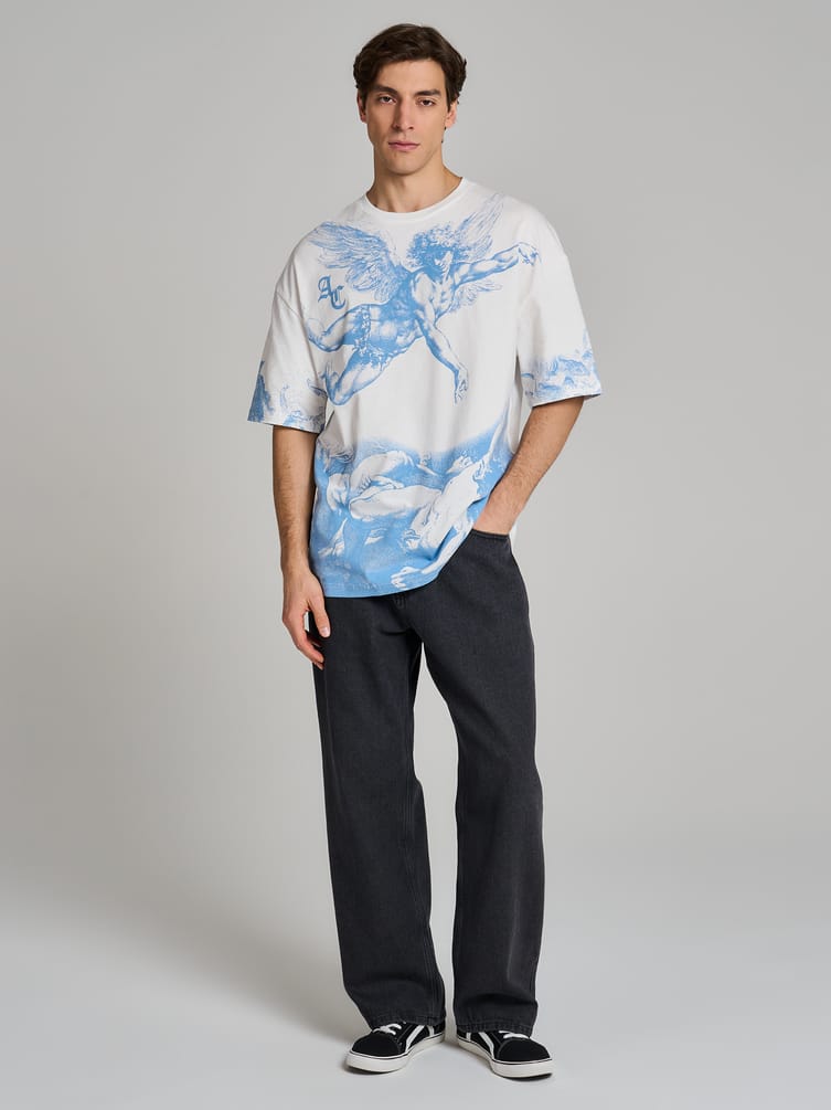 Футболка из хлопка с принтом ангела