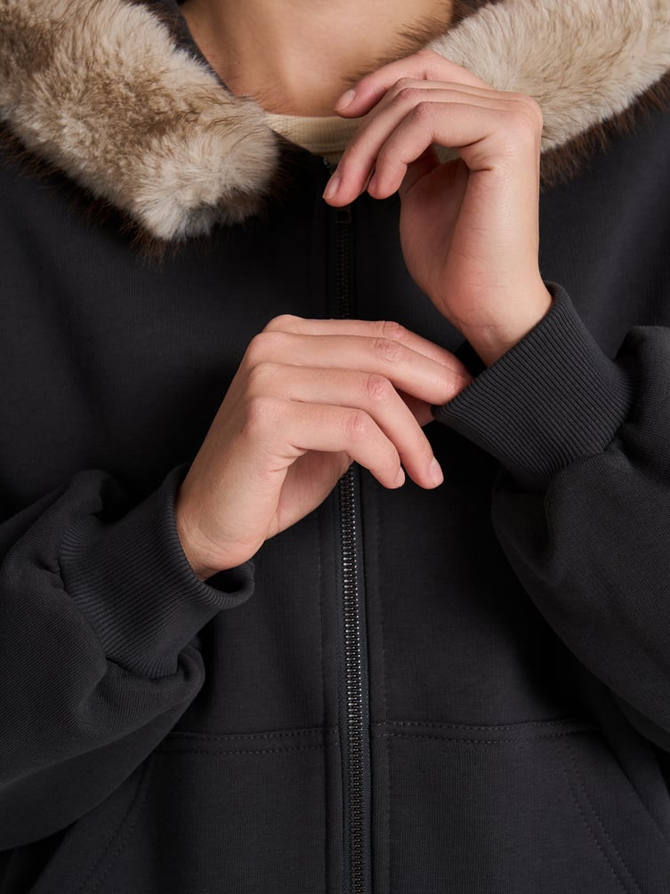 Утепленное зип-худи с опушкой и начесом