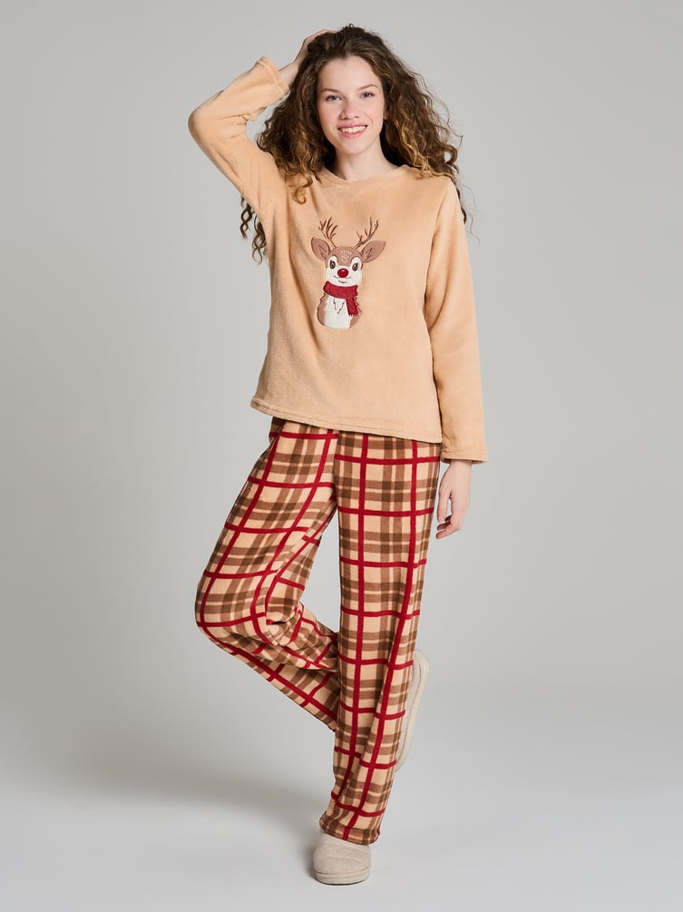 Пижама теплая новогодняя с оленем