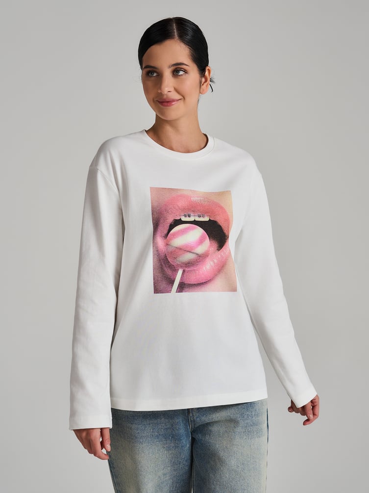 Лонгслив оверсайз с принтом