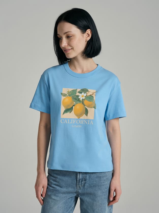 Футболка из хлопка с принтом лимона
