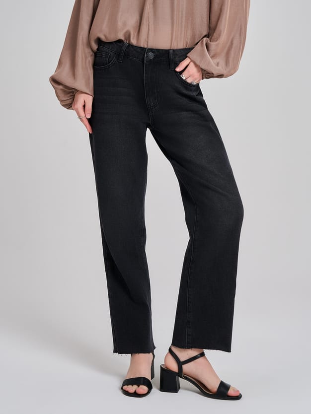 Джинсы прямые с необработанными краями