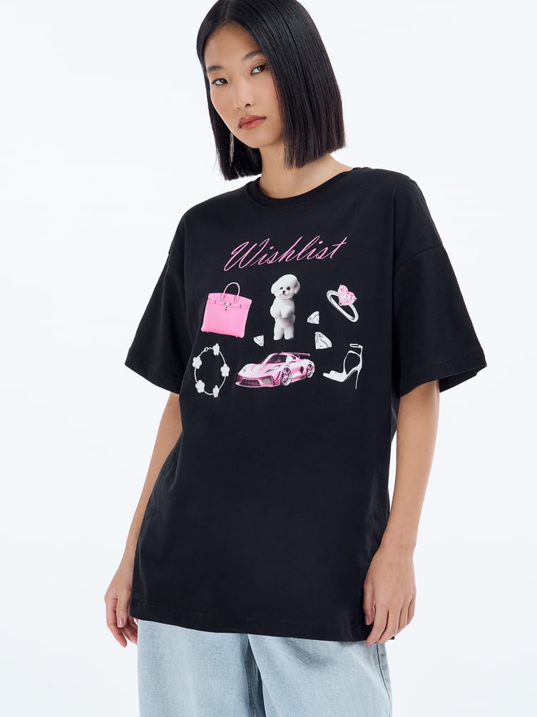 Футболка оверсайз с принтом Wishlist