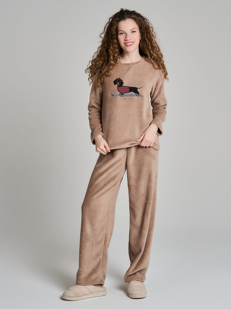 Пижама теплая с вышивкой таксы