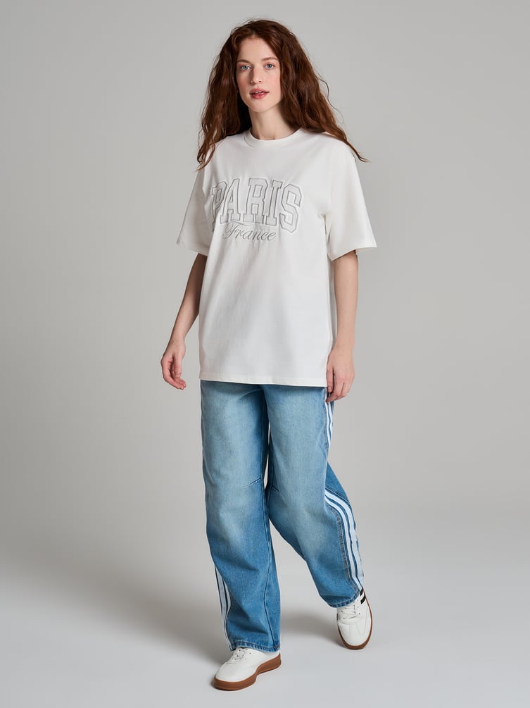 Джинсы широкие Balloon с лампасами