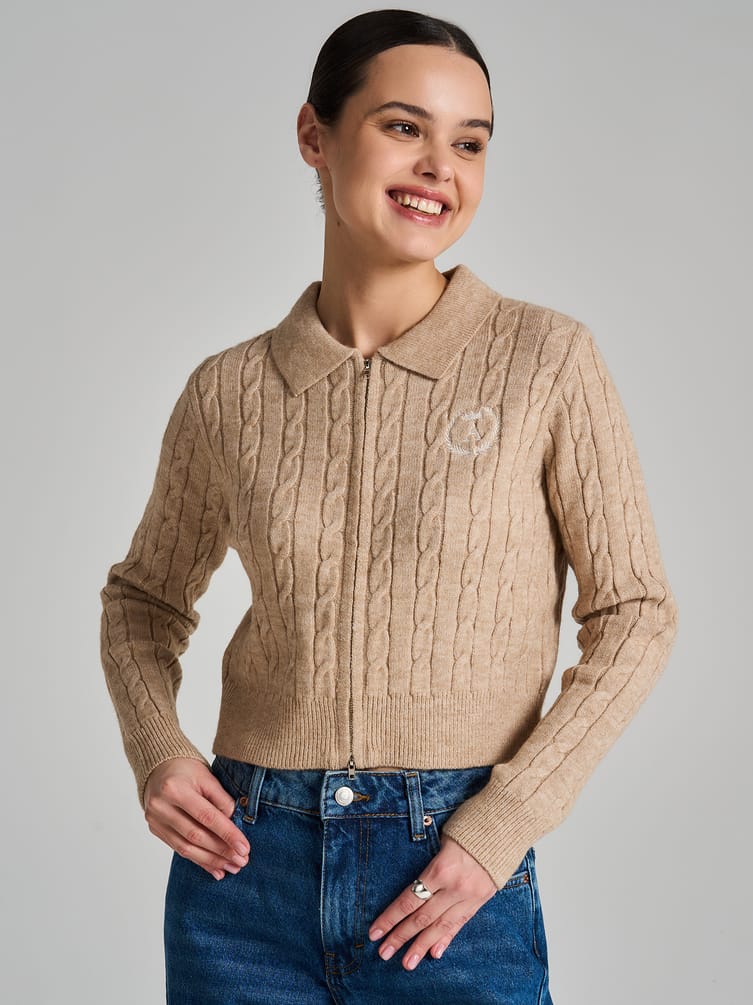 Кардиган на молнии с вышивкой