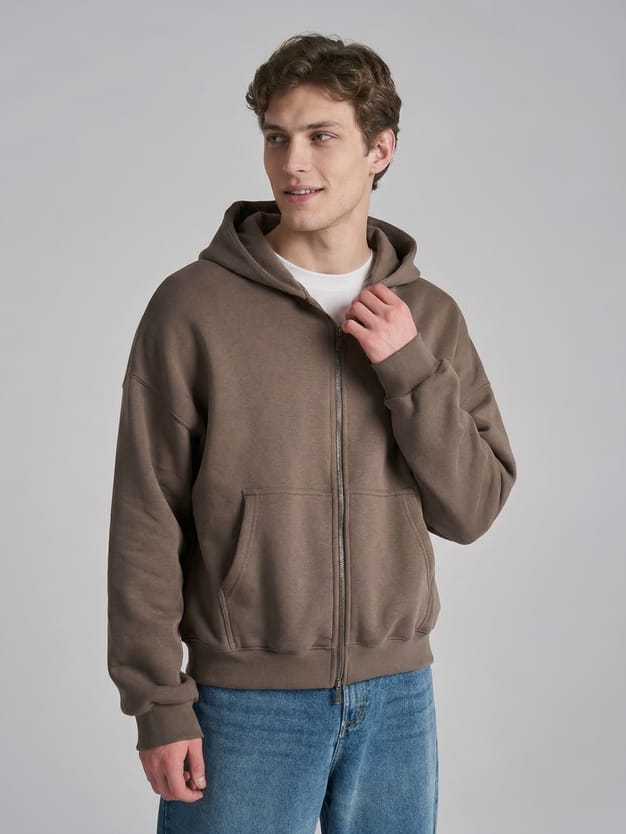 Зип худи оверсайз с надписью Russia и начесом