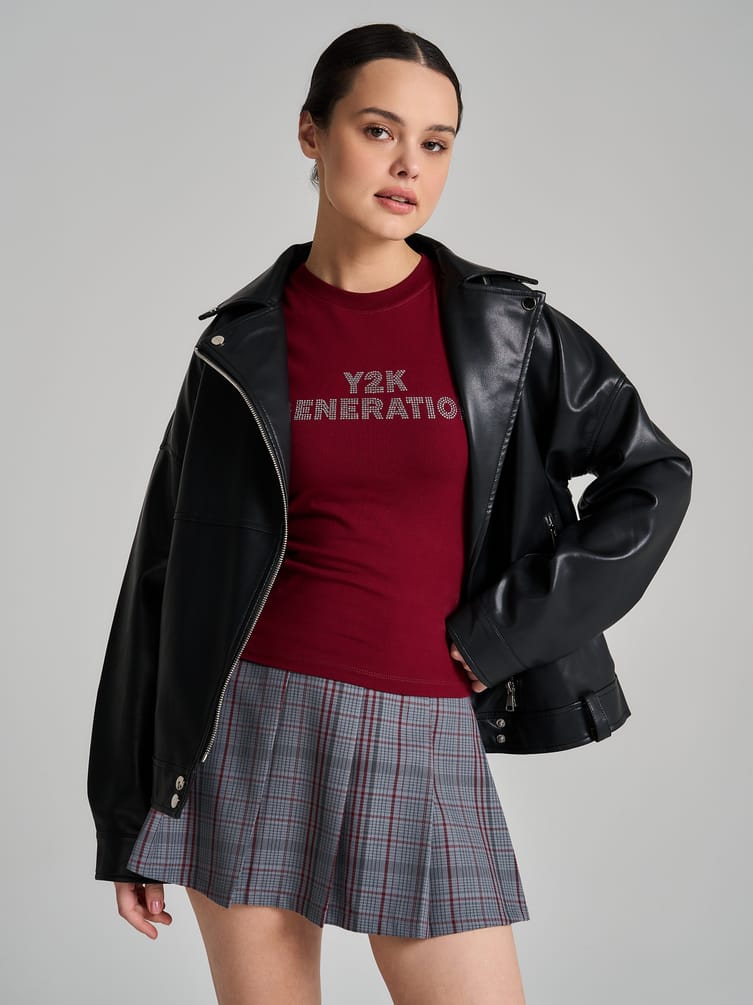 Футболка из хлопка с надписью из страз