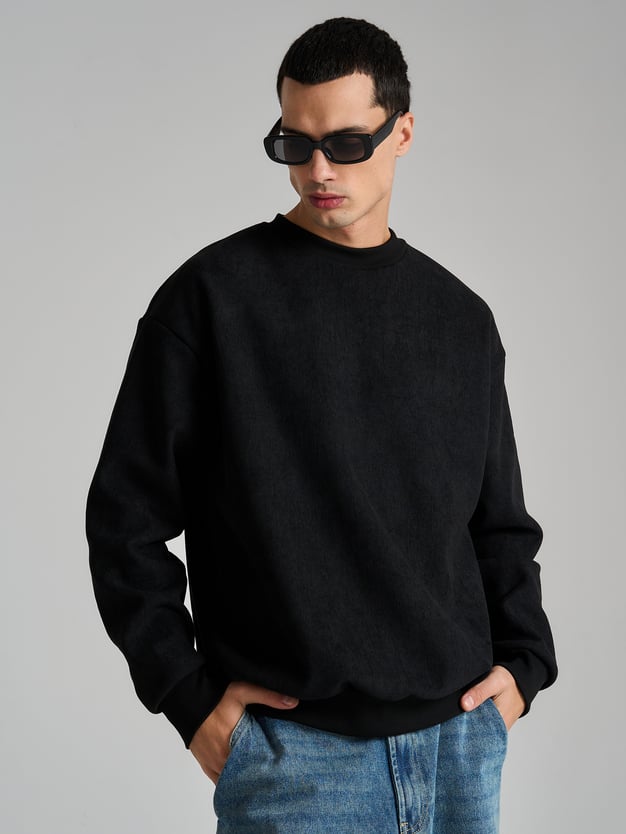 Свитшот свободный в рубчик без начеса