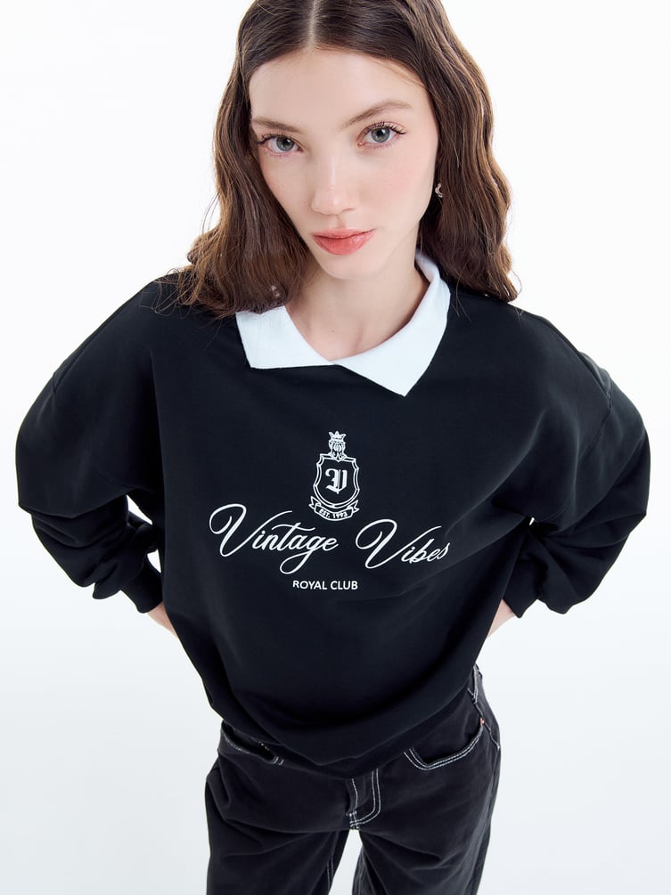 Свитшот-поло с надписью Vintage Vibes