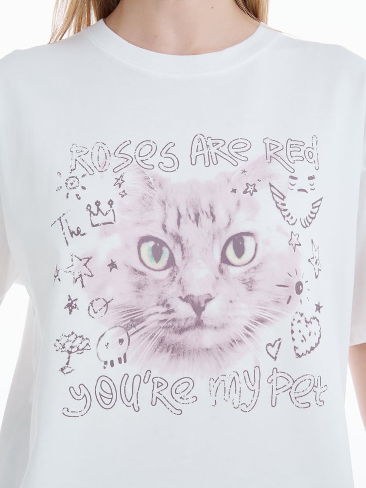 Футболка из хлопка с принтом кошки