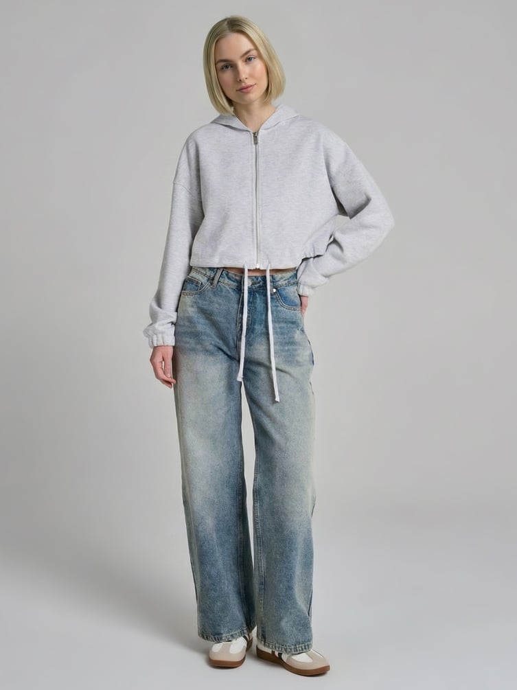 Зип худи укороченная на молнии