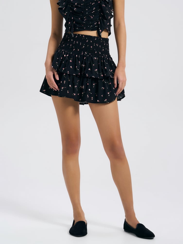 Многоярусная мини юбка из вискозы