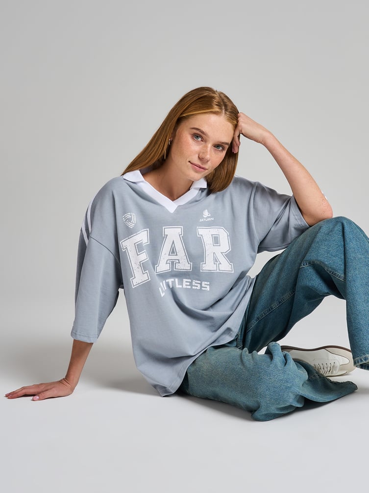 Футболка-поло оверсайз с надписью