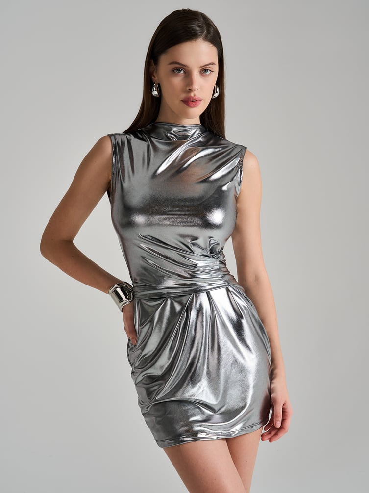 Мини платье праздничное металлик