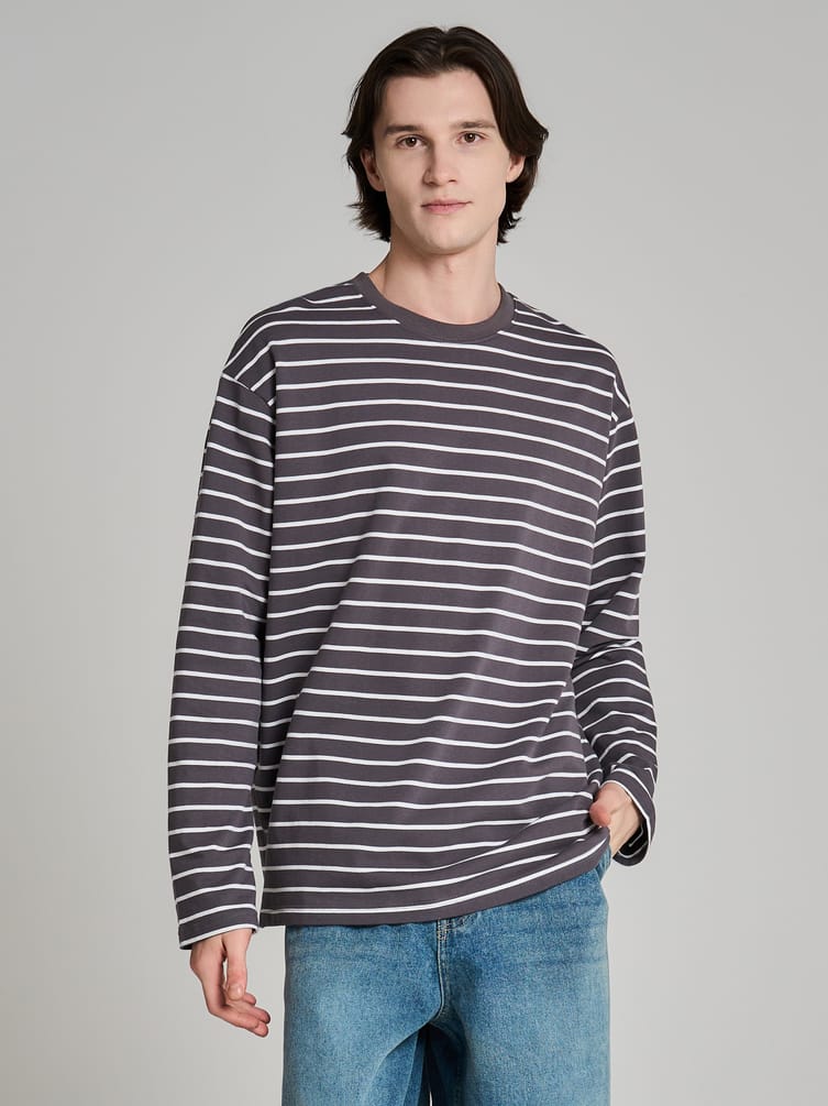 Полосатый лонгслив оверсайз