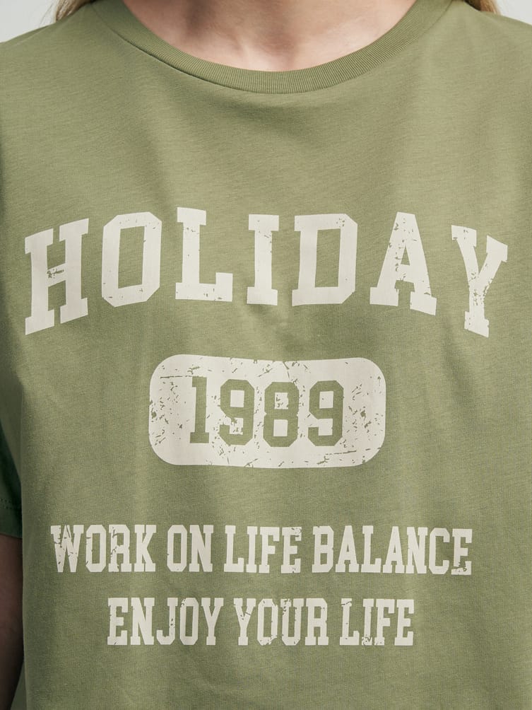 Футболка из хлопка с надписью Holiday