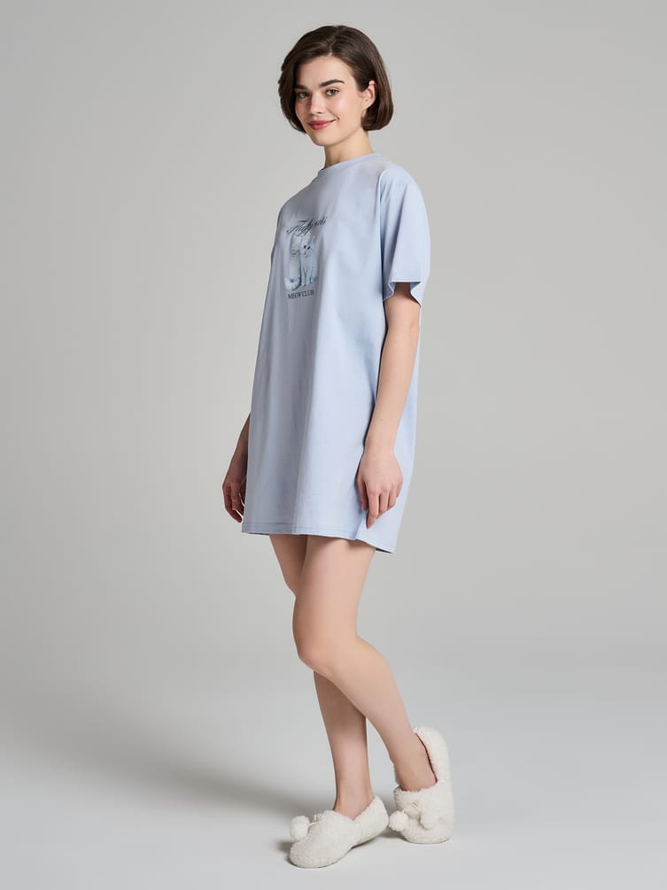 Ночная сорочка из хлопка с принтом