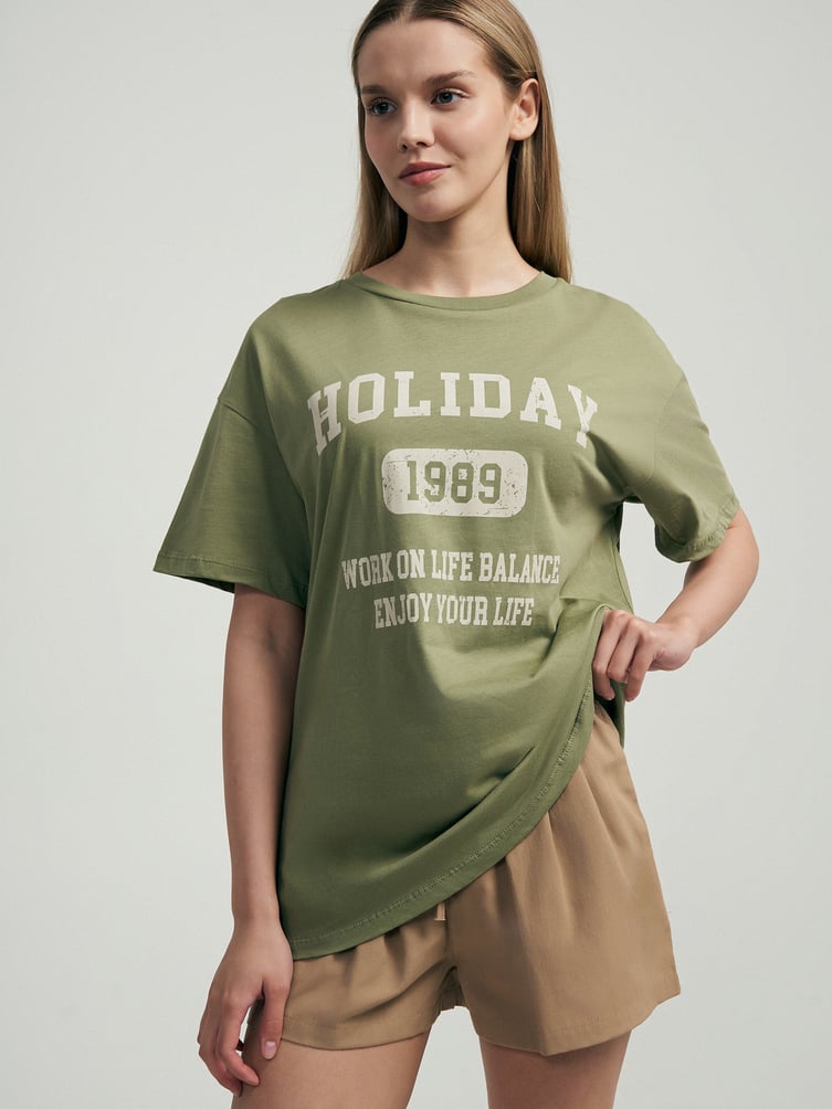 Футболка из хлопка с надписью Holiday