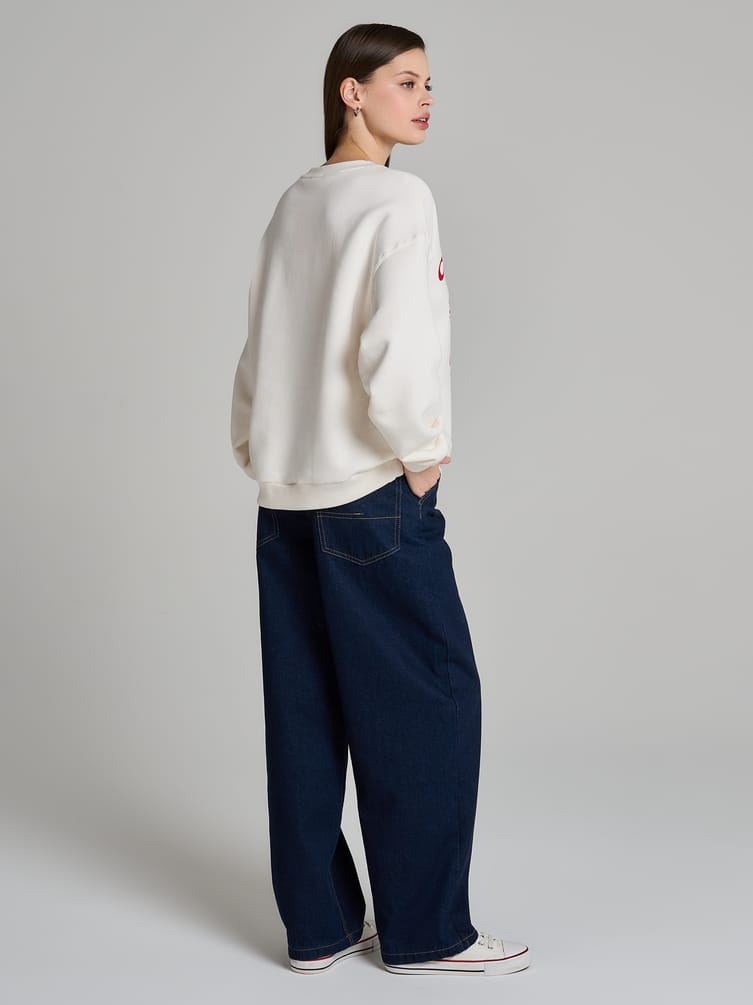 Утепленный свитшот с принтом и начёсом