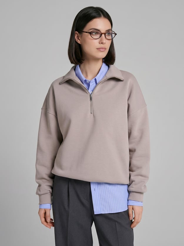 Свитшот без начеса с высоким горлом