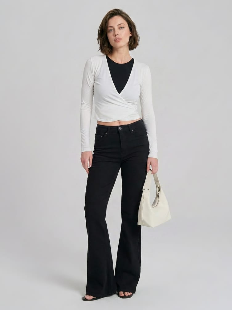 Лонгслив укороченный на запах