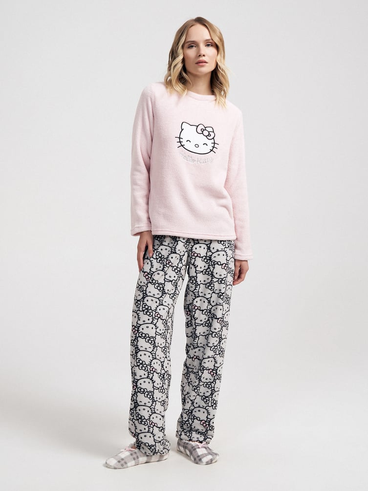Плюшевая осенняя пижама с вышивкой Hello Kitty