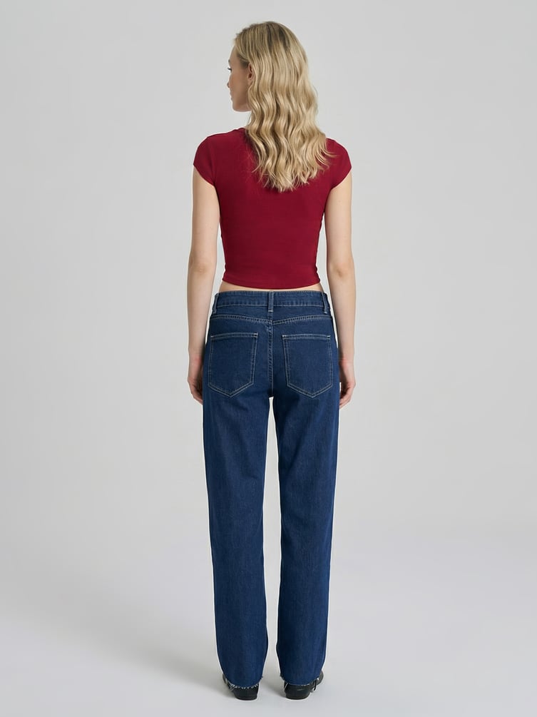 Джинсы прямые с необработанными краями