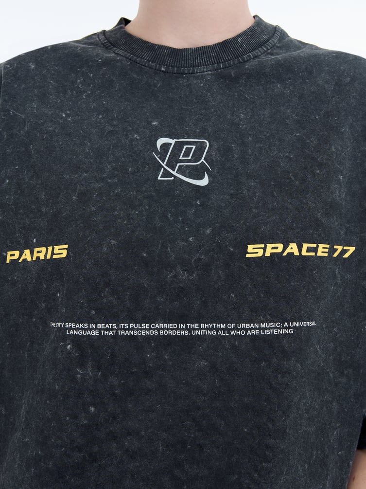 Футболка оверсайз с вареным эффектом и надписями